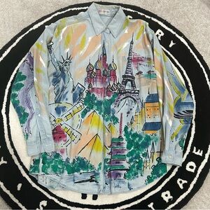 Vintage Kolorway Hand Painted Oversized Denim Button Down